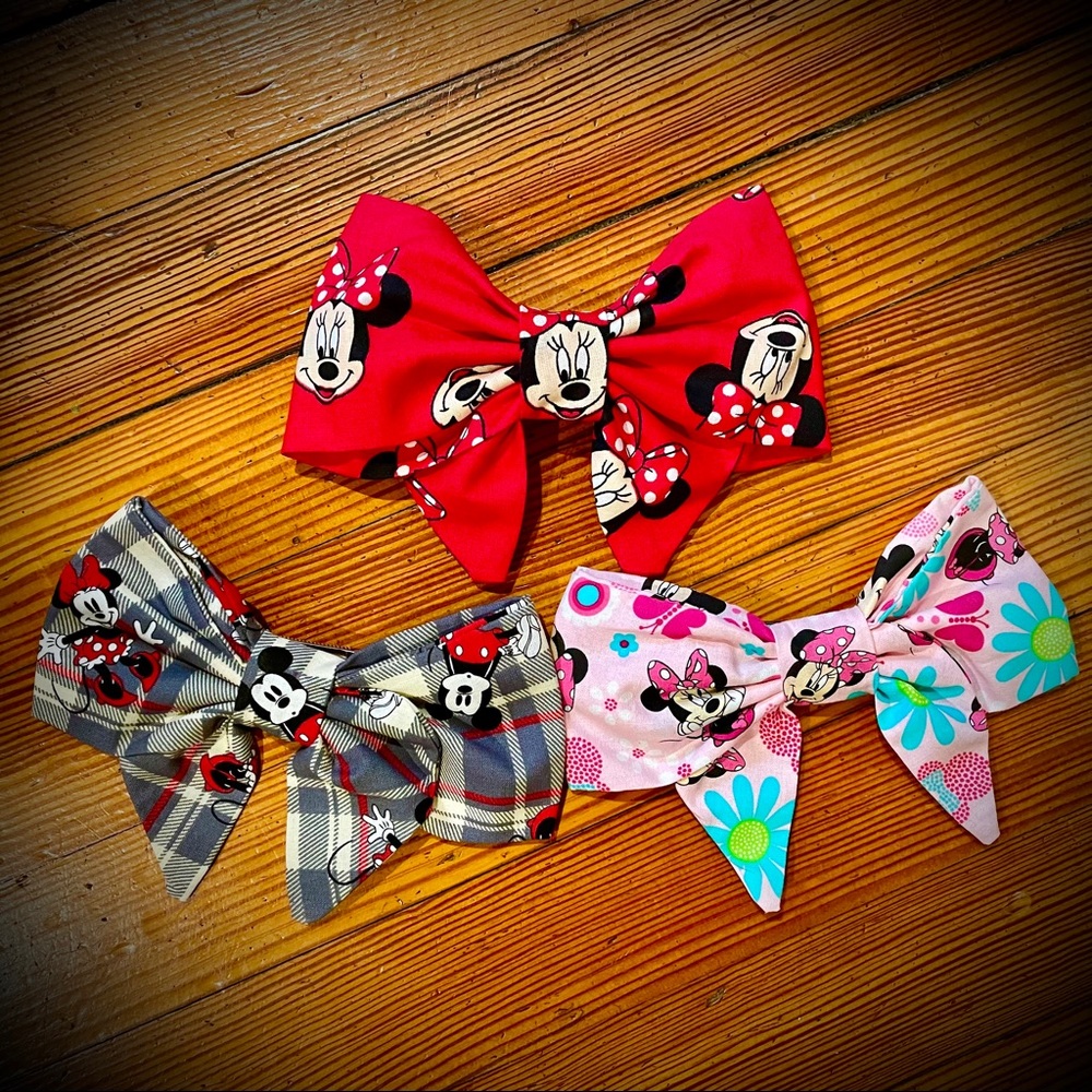 Handmade Disney Hair Bow Feat Mickey Minnie Mouse